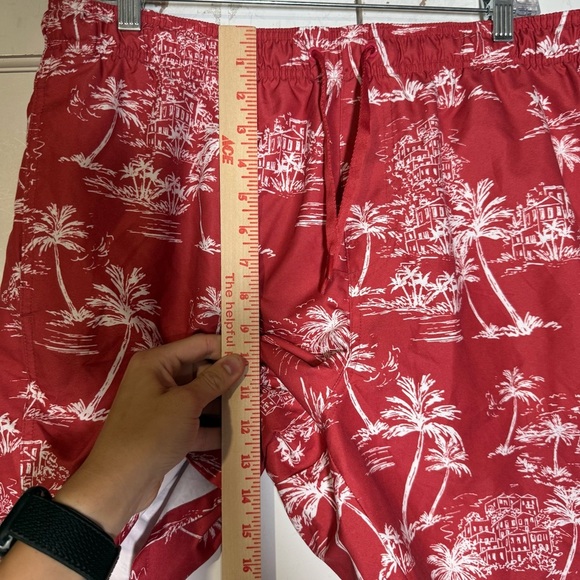 Old Navy Red and White Swim Trunks Palm Trees Beach Print Size Large Summer Swim - Picture 4 of 9